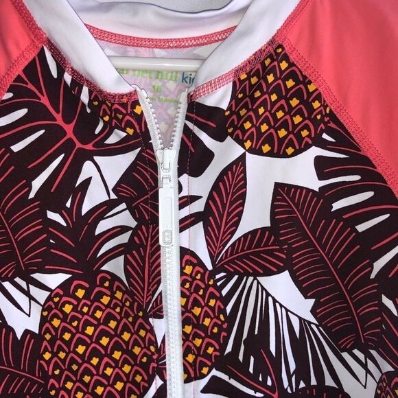 Kid's Garnet Hill Tropical Print Swim Rashguard Top - Picture 3 of 6